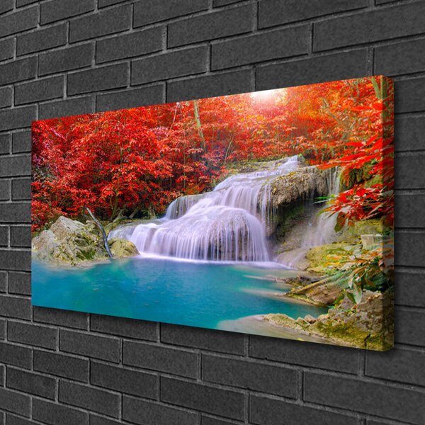 Quadro su tela Cascata della foresta autunnale 100x50 cm