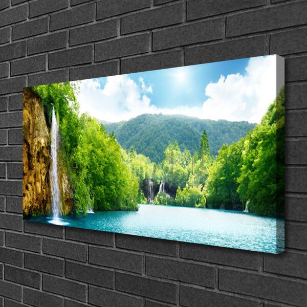 Quadro su tela Foresta Lago Natura montagne 100x50 cm
