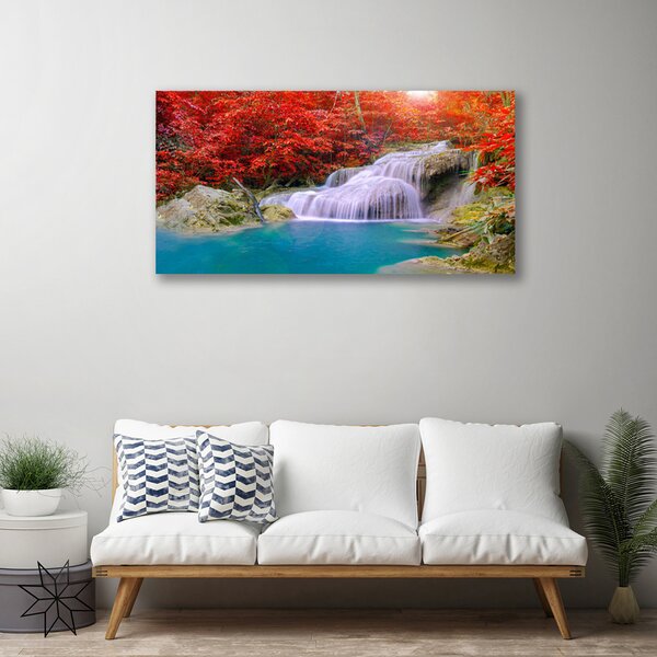 Quadro su tela Cascata della foresta autunnale 100x50 cm