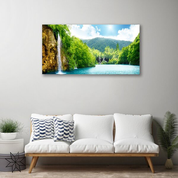Quadro su tela Foresta Lago Natura montagne 100x50 cm