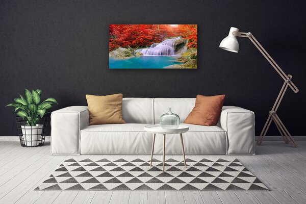 Quadro su tela Cascata della foresta autunnale 100x50 cm