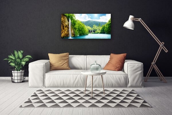 Quadro su tela Foresta Lago Natura montagne 100x50 cm