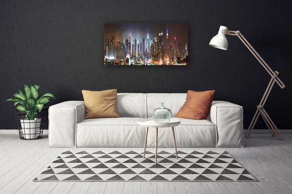 Quadro su tela Città della notte di New York 100x50 cm