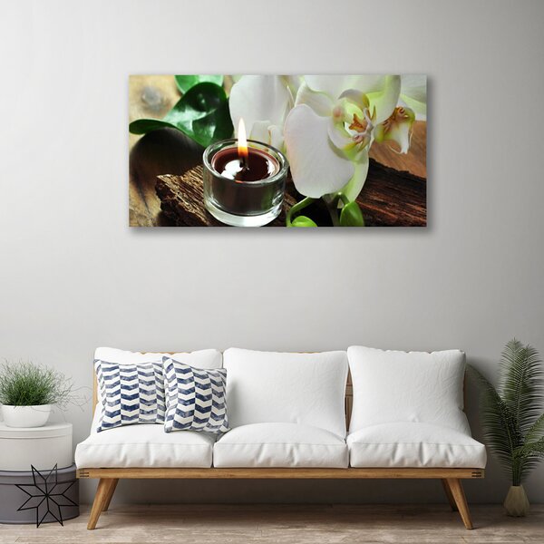 Quadro su tela Candela Orchidea per Spa 100x50 cm