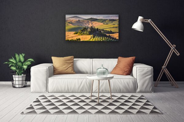 Quadro su tela Paesaggio dell'altopiano del Meadow Cottage 100x50 cm