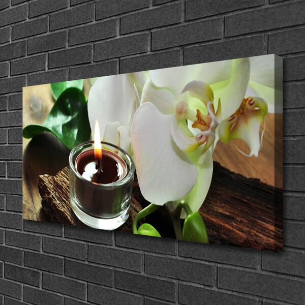 Quadro su tela Candela Orchidea per Spa 100x50 cm