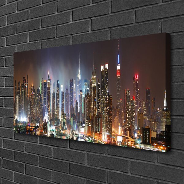 Quadro su tela Città della notte di New York 100x50 cm