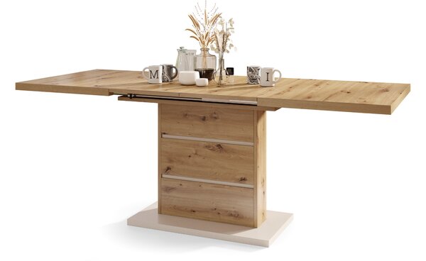 PIANO Rovere Artisan / Beige (Champagne) - MODERNO TAVOLO DA PRANZO ESTENDIBILE FINO A 200 cm!