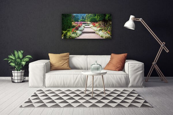 Quadro stampa su tela Parco. Fiori. Scala. Giardino 100x50 cm