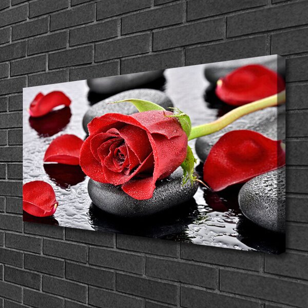 Quadro su tela Fiore di rosa rossa 100x50 cm