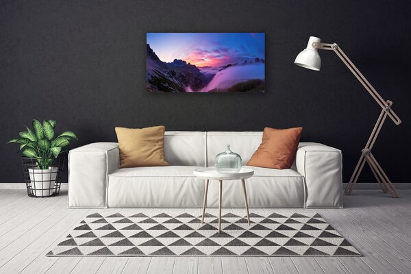 Quadro su tela Alba di montagna di nebbia 100x50 cm