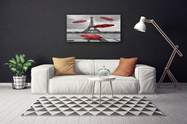 Quadro stampa su tela Ombrello della Torre Eiffel di Parigi 100x50 cm