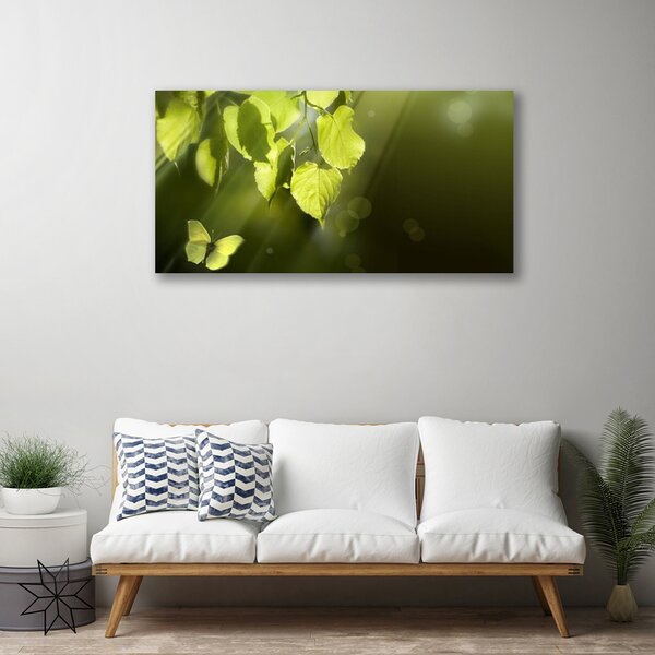 Quadro su tela Foglie, i raggi del sole 100x50 cm