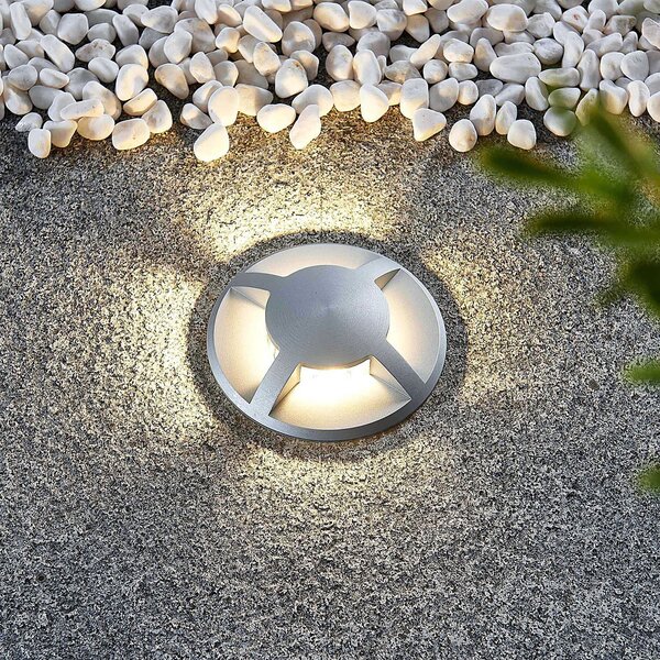 Lampade da esterno Lucande, Milara, dimmerabile, Metallizzato, Terrazza, Alluminio, Moderno