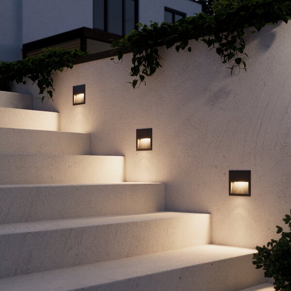 Lampade da esterno Lucande, Loya, Nero, Balcone, Alluminio, Moderno