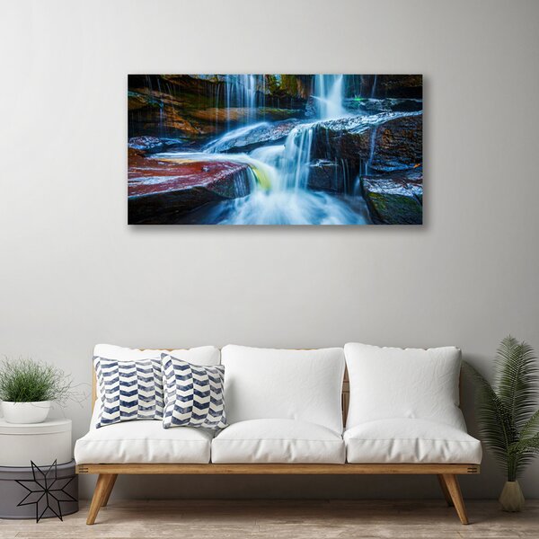 Quadro stampa su tela Rocce. Cascata. Fiume. Natura 100x50 cm