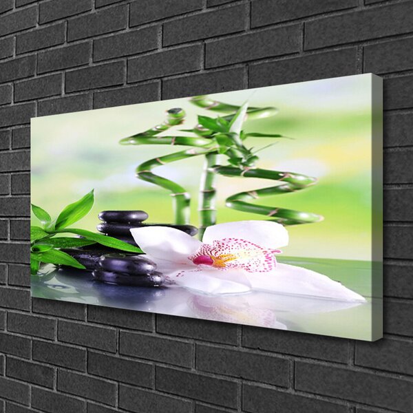 Quadro stampa su tela Orchidea Bamboo Zen Spa 100x50 cm