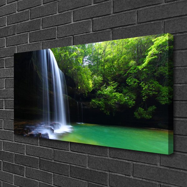 Quadro su tela Cascata, natura, foresta, lago 100x50 cm
