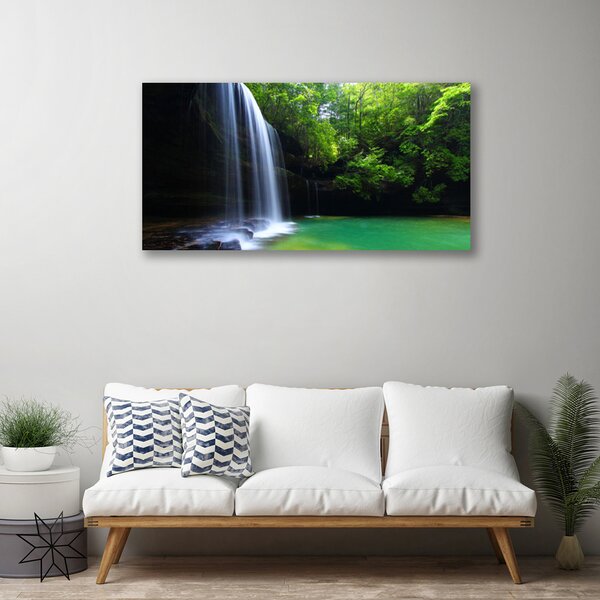 Quadro su tela Cascata, natura, foresta, lago 100x50 cm