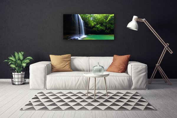 Quadro su tela Cascata, natura, foresta, lago 100x50 cm