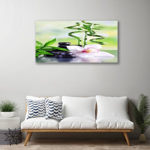 Quadro stampa su tela Orchidea Bamboo Zen Spa 100x50 cm