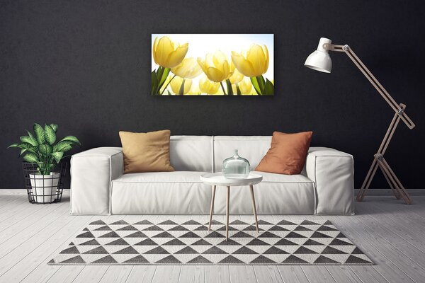 Quadro su tela Tulipani, fiori, raggi 100x50 cm
