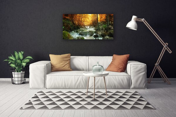 Quadro su tela Cascata Natura Foresta autunnale 100x50 cm