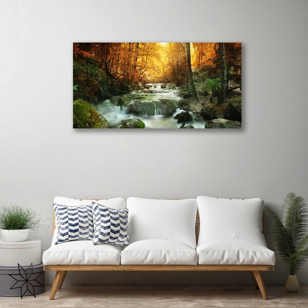 Quadro su tela Cascata Natura Foresta autunnale 100x50 cm