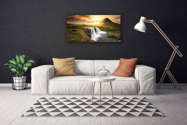 Quadro su tela Montagne della cascata della natura 100x50 cm