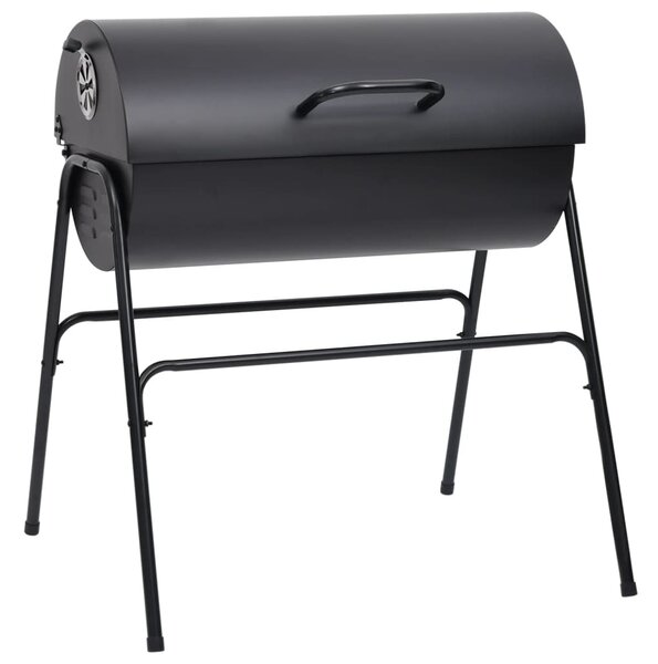 Barbecue a Barile 2 Griglie di Cottura Nero 80x95x90 cm Acciaio