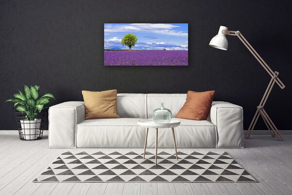 Quadro su tela Campo Di Lavanda Albero Della Natura 100x50 cm