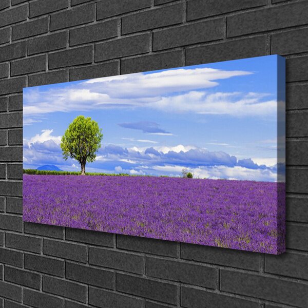 Quadro su tela Campo Di Lavanda Albero Della Natura 100x50 cm