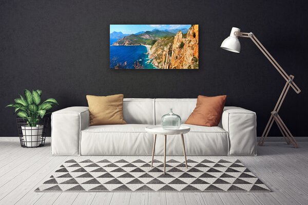 Quadro su tela Montagne del mare della costa della scogliera 100x50 cm