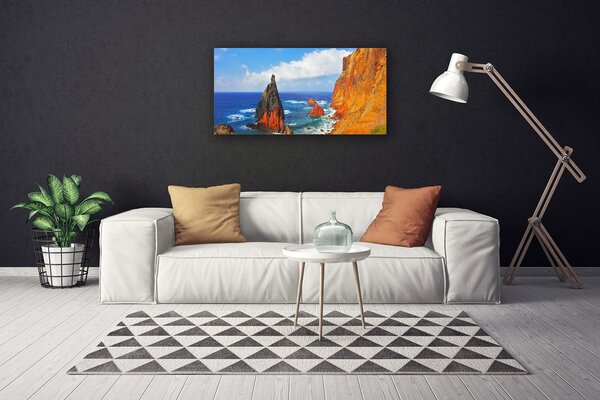 Quadro su tela Scogliera della costa del mare 100x50 cm