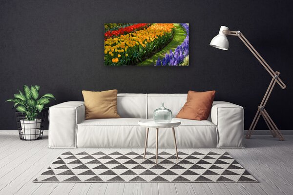 Quadro su tela Fiori del giardino dei tulipani 100x50 cm