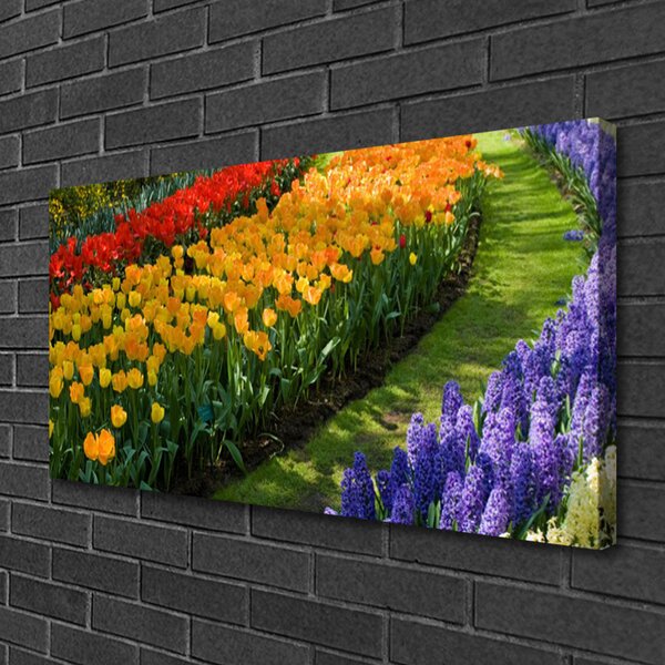 Quadro su tela Fiori del giardino dei tulipani 100x50 cm