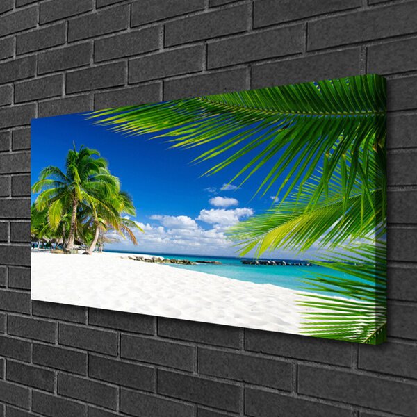 Quadro su tela Spiaggia tropicale con vista sul mare 100x50 cm