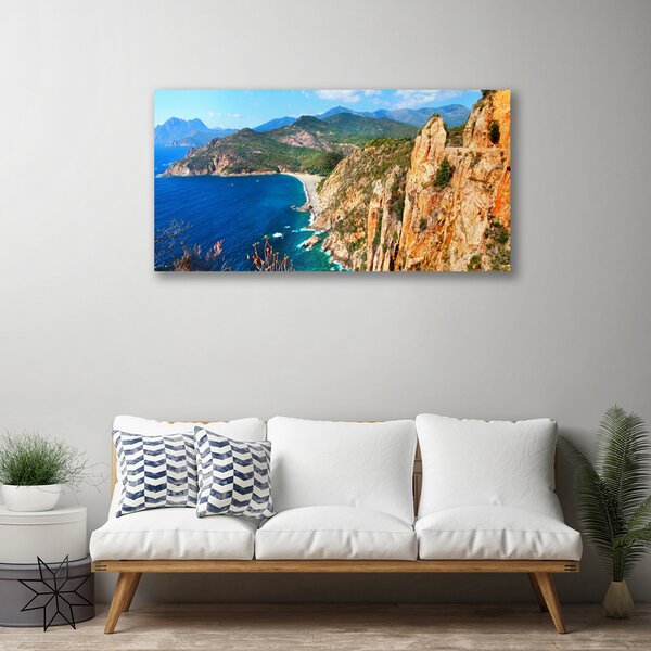 Quadro su tela Montagne del mare della costa della scogliera 100x50 cm