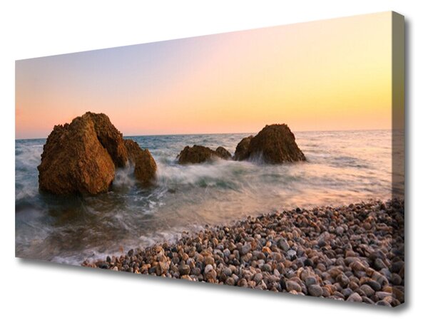 Mare tramonto 2 - quadro moderno stampa su tela 100 x 70 con paesaggio  marino