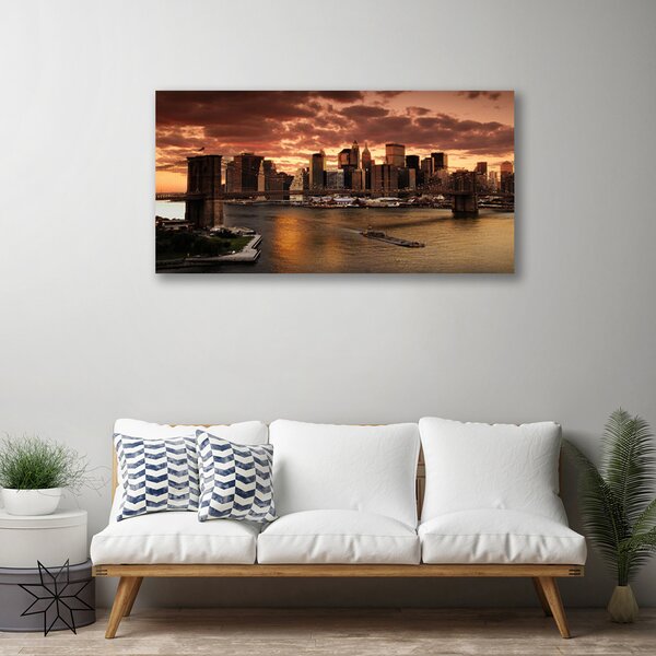 Quadro su tela Città del ponte di Brooklyn 100x50 cm