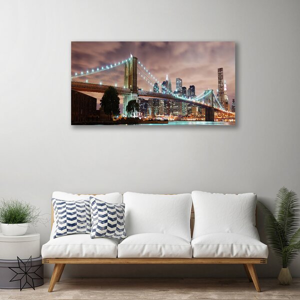 Quadro su tela Città di architettura del ponte 100x50 cm