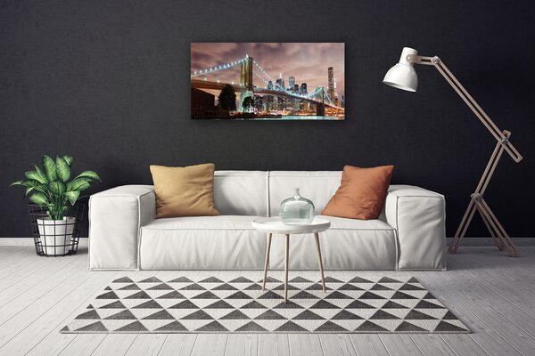 Quadro su tela Città di architettura del ponte 100x50 cm