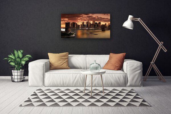Quadro su tela Città del ponte di Brooklyn 100x50 cm