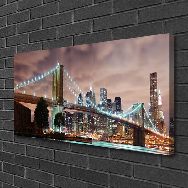 Quadro su tela Città di architettura del ponte 100x50 cm