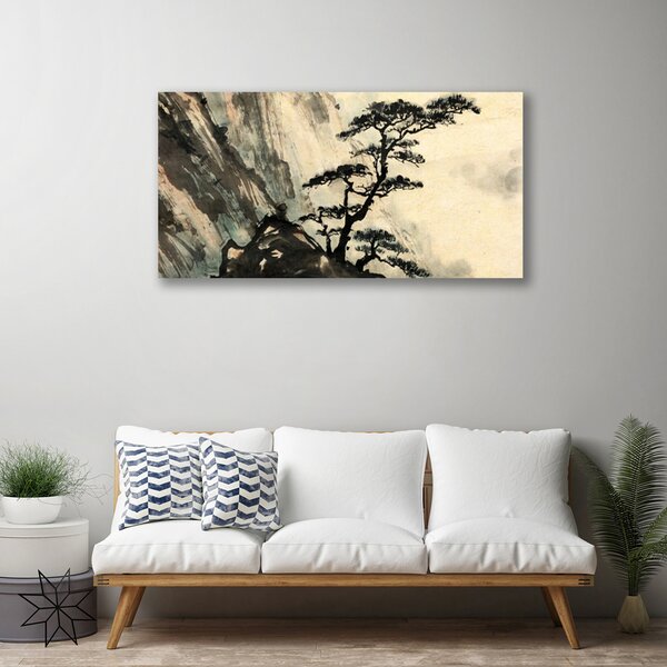 Quadro su tela Albero d'arte dipinto 100x50 cm