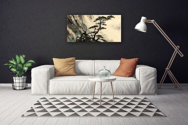 Quadro su tela Albero d'arte dipinto 100x50 cm