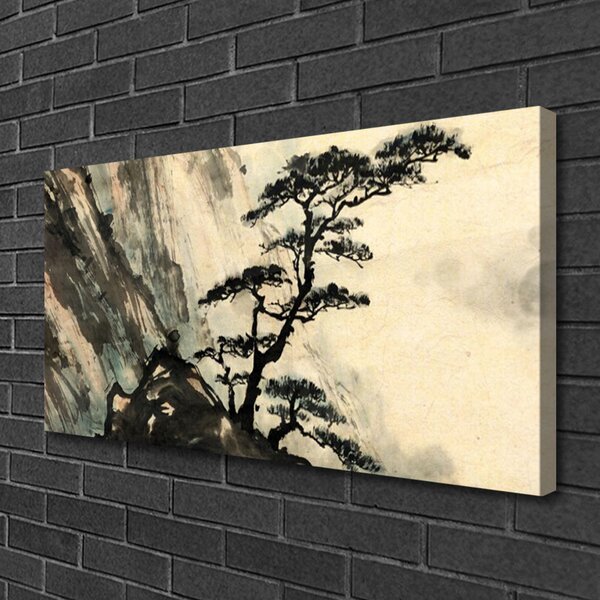 Quadro su tela Albero d'arte dipinto 100x50 cm