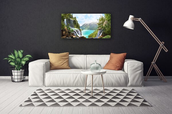 Quadro su tela Baia della cascata di montagna 100x50 cm