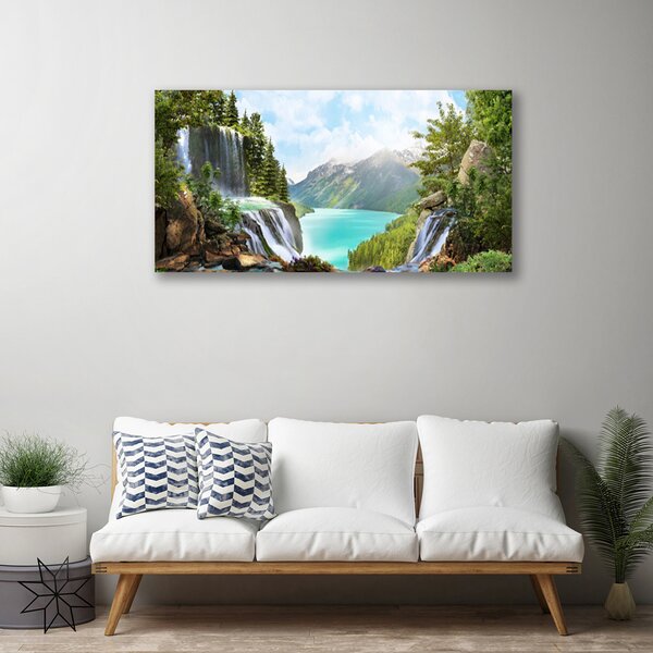 Quadro su tela Baia della cascata di montagna 100x50 cm