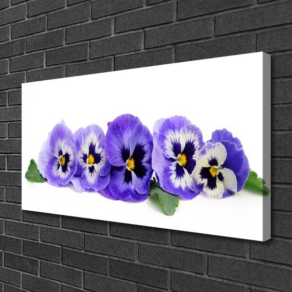Quadro su tela Petali di fiori di viole del pensiero 100x50 cm